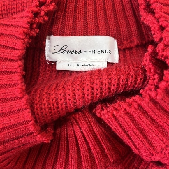 LOVERS + FRIENDS REVOLVE Arlington Distressed Thrashed Wool Blend Red Sweater XS - Picture 8 of 9